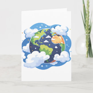  Earth Illustration with Clouds in Space Karte