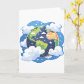  Earth Illustration with Clouds in Space Karte (Gelbe Blume)