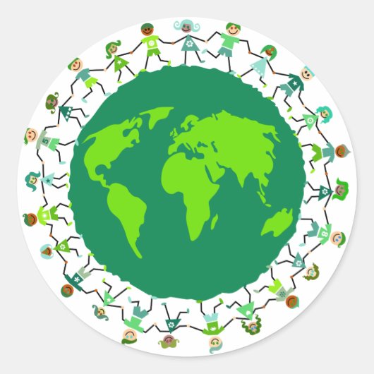 Earth Kids Runder Aufkleber (Vorderseite)