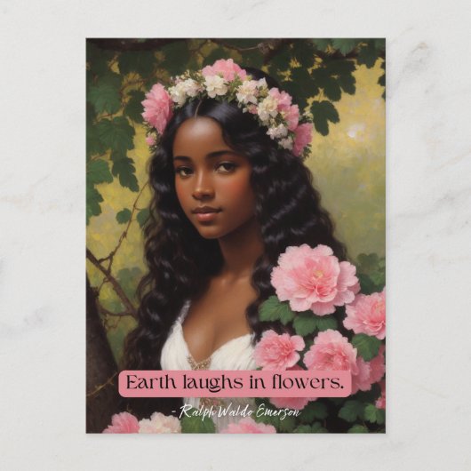Earth lacht in Blume Emerson Zitat Blumenkunst Postkarte (Vorderseite)