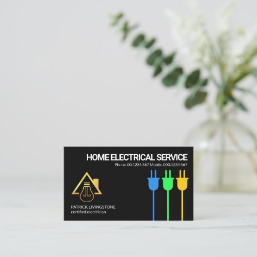 Earth Live Neutral Power Plugs Electrical Service Visitenkarte (Stehend Vorderseite)