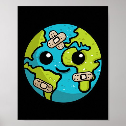 Earth Lover Day Illustration Gift Glol Erwärmung E Poster (Vorne)