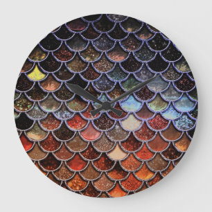 Earth Luxury Glitzer Mermaid Scales Große Wanduhr