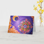 Earth Mandala Grußkarte Karte (Gelbe Blume)