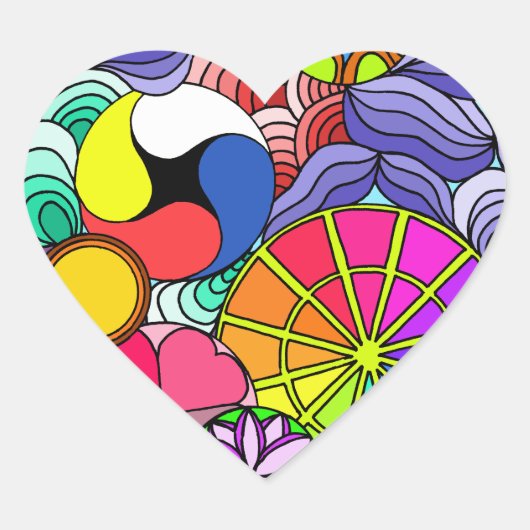 Earth Mandala Heart Herz-Aufkleber (Vorderseite)