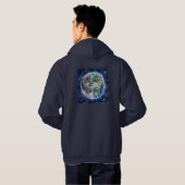 Earth & Moon Watercolor Galaxy Celestial Design Hoodie (Schwarz voll)
