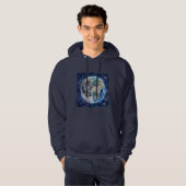 Earth & Moon Watercolor Galaxy Celestial Design Hoodie (Vorne ganz)