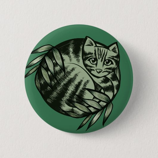 Earth Nature Tiger Stripe Tabby Art Button (Vorderseite)