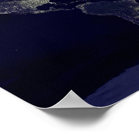 Earth Night Lights Space Poster (Ecke)