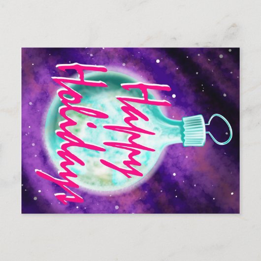Earth-Ornament Happy Holidays Postkarte (Vorderseite)