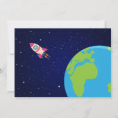 Earth Outer Space Astronaut Galaxy Birthday Foto Einladung (Rückseite)