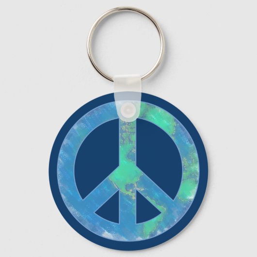 Earth Peace Sign Schlüsselanhänger (Vorderseite)