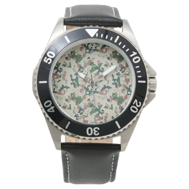 Earth Pixel Wald  Armbanduhr (Vorderseite)