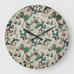 Earth Pixel Wald  Große Wanduhr