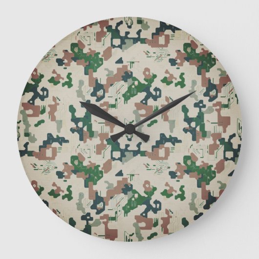 Earth Pixel Wald  Große Wanduhr (Vorderseite)