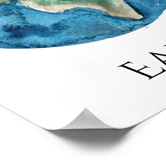 Earth Planet Watercolor Poster (Ecke)