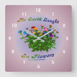 Earth Quote Zinnia-Blume Inspiration Quadratische Wanduhr