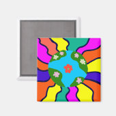 Earth Retro Vibes Art Magnet (Vorderseite/Rückseite)