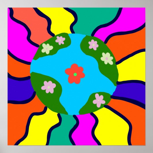 Earth Retro Vibes Art Poster (Vorne)