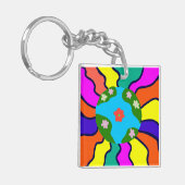 Earth Retro Vibes Art Schlüsselanhänger (Vorderseite links)