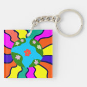 Earth Retro Vibes Art Schlüsselanhänger (Rückseite)