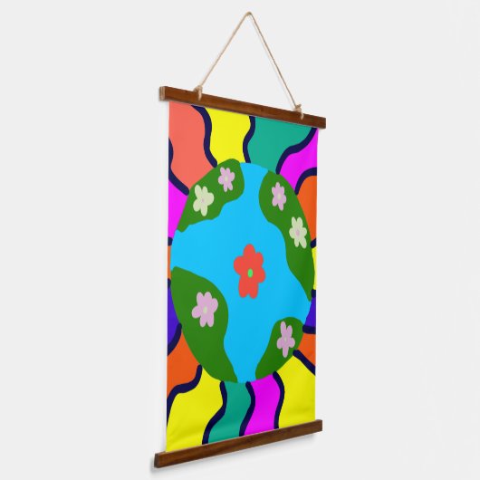 Earth Retro Vibes Art Wandteppich Mit Holzrahmen (Gewinkelt)