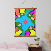 Earth Retro Vibes Art Wandteppich Mit Holzrahmen (Schlafzimmer)