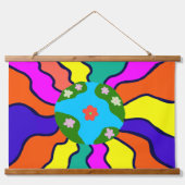 Earth Retro Vibes Art Wandteppich Mit Holzrahmen (Vorne)
