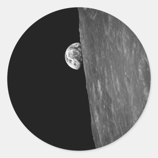 "Earth-Rise", erstes Foto davon aus dem Weltraum Runder Aufkleber (Vorderseite)