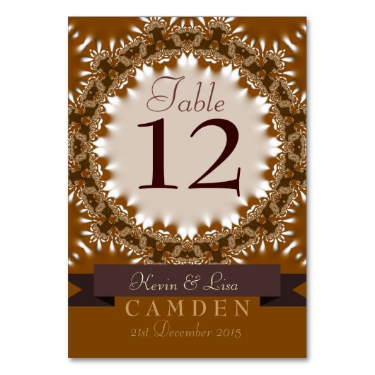 Earth Satin Lace Tischnummer Card (Rückseite)