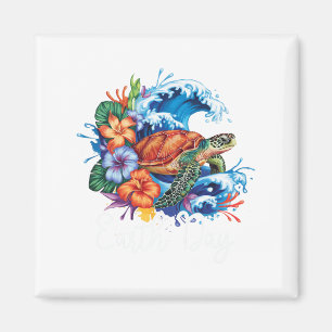Earth Sea Turtle Art Earth Day 2025 Restore Rett T Magnet