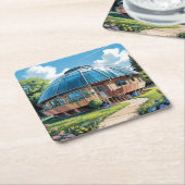 Earth Ship Zuhause Square Untersetzer Set (angewinkelt)