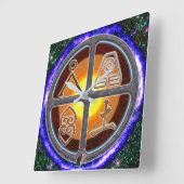 Earth Signs Quadratische Wanduhr (Winkel)
