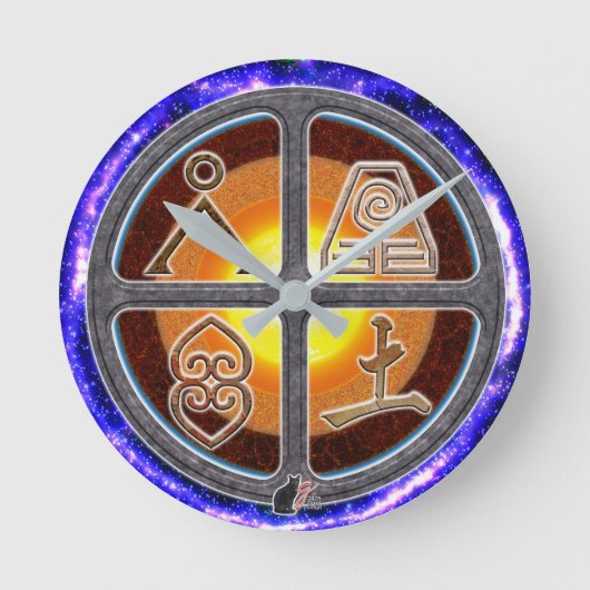 Earth Signs Runde Wanduhr (Vorderseite)