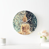 Earth Sitting Buddha Elegant Zen-Erleuchtung Große Wanduhr (Zuhause)