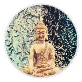 Earth Sitting Buddha Elegant Zen-Erleuchtung Keramikknauf (Vorderseite)