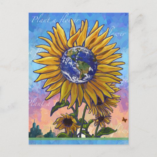 Earth Sunflower Postcard Postkarte (Vorderseite)
