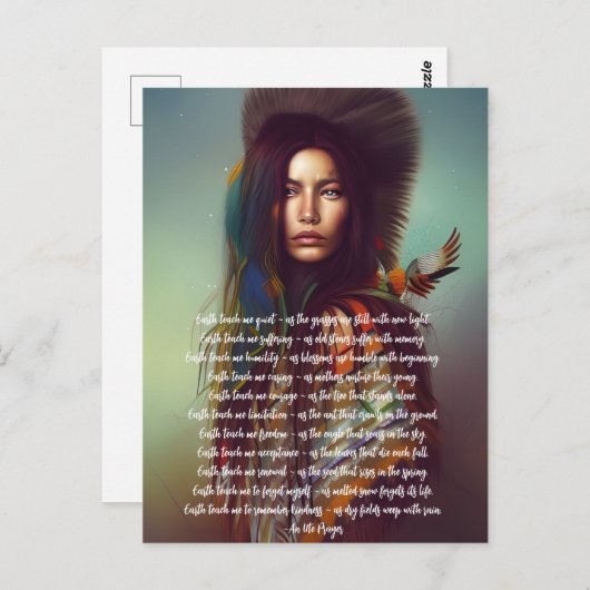 Earth Teach Me Gebet Indigene Frau Postkarte (Vorne/Hinten)