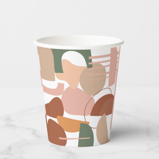 Earth Tone Abstrakt Pattern Pappbecher (Vorderseite)