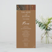 Earth Tone Agate Stone Variegated Wedding Menu Menükarte (Stehend Vorderseite)