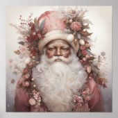 Earth Tone Black Santa mit zarter rosa Blume Poster (Vorne)