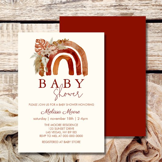 Earth Tone Boho Rainbow Baby Shower Einladung