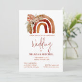 Earth Tone Boho Rainbow Tropical Wedding Foto Einladung (Stehend Vorderseite)