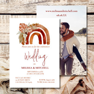 Earth Tone Boho Rainbow Tropical Wedding Foto Einladung