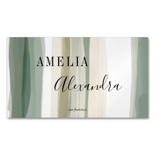 Earth tone Boho Retro Script Abstrakte Wavy Lines Magnetische Visitenkarte (Vorderseite)