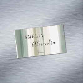 Earth tone Boho Retro Script Abstrakte Wavy Lines Magnetische Visitenkarte