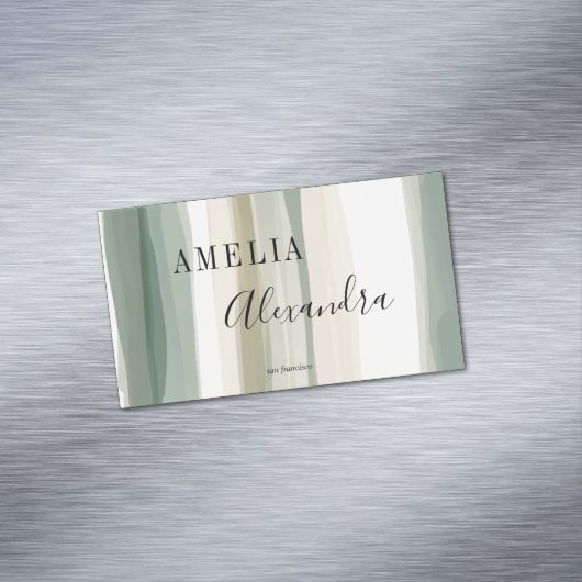 Earth tone Boho Retro Script Abstrakte Wavy Lines Magnetische Visitenkarte (Beispiel)