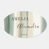 Earth tone Boho Retro Script Abstrakte Wavy Lines Ovaler Aufkleber (Vorderseite)