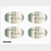 Earth tone Boho Retro Script Abstrakte Wavy Lines Ovaler Aufkleber (Blatt)