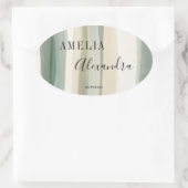 Earth tone Boho Retro Script Abstrakte Wavy Lines Ovaler Aufkleber (Tasche)